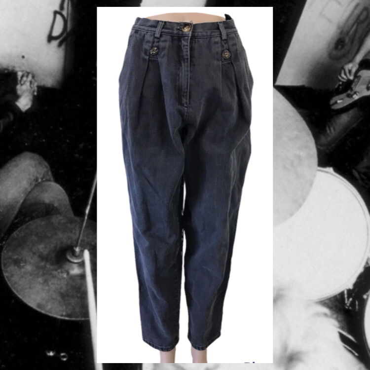 Vintage 80s 90s Black High Waist Relaxed Fit Tapered Mom Jeans 28” Waist